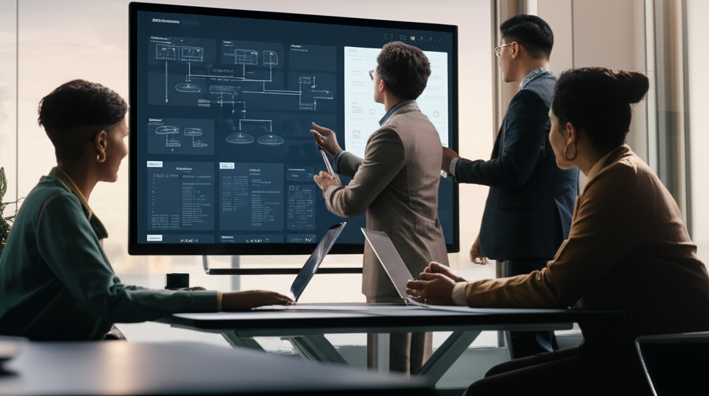 Équipe examinant une feuille de route IA